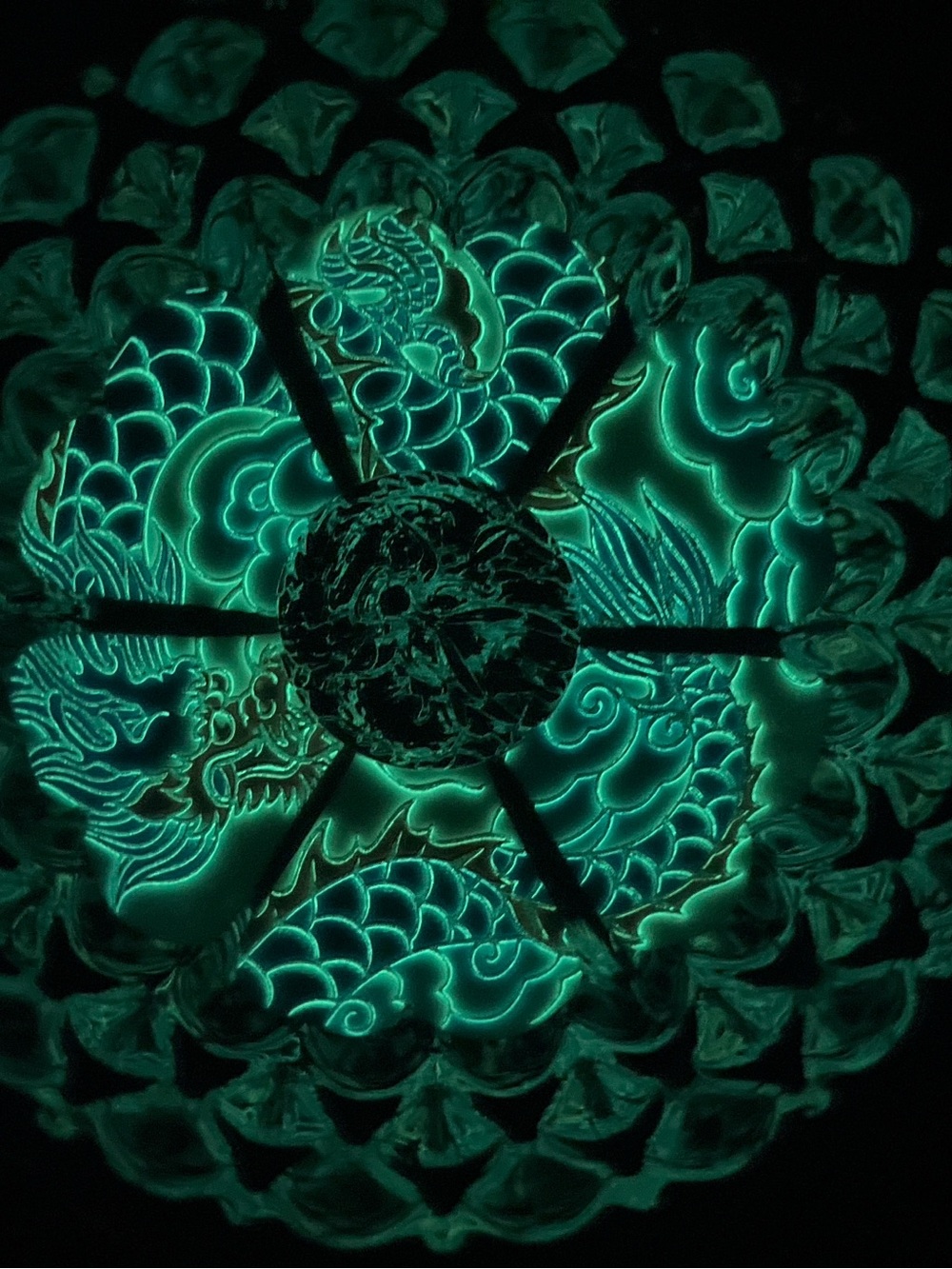 Glow in the Dark Dragon Glass Bowl • Luminous Decorative Trinket Dish